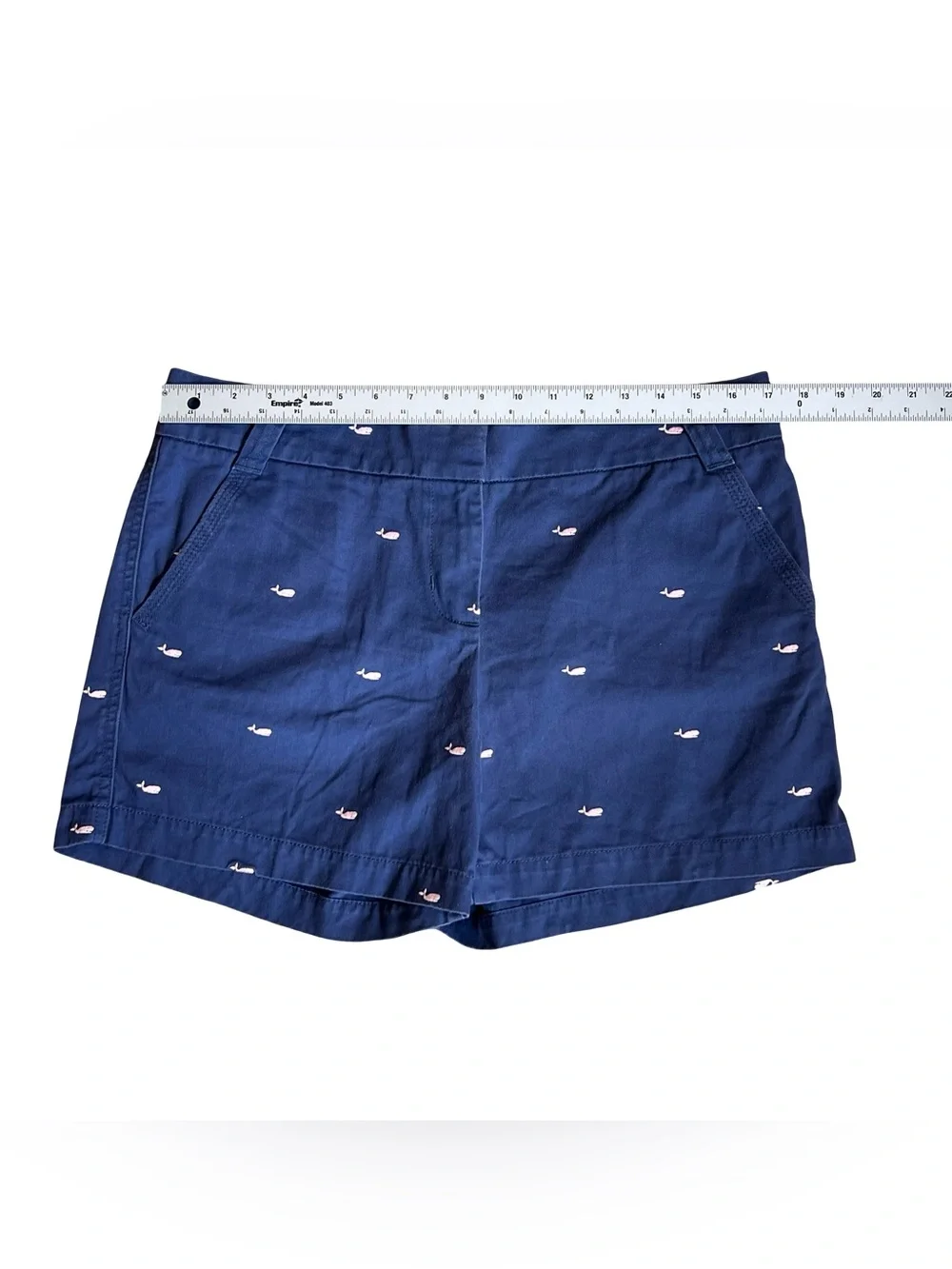 J. Crew Women’s Sz 10 Blue Whale Embroidered Shorts Chino Stretch Cotton Twill